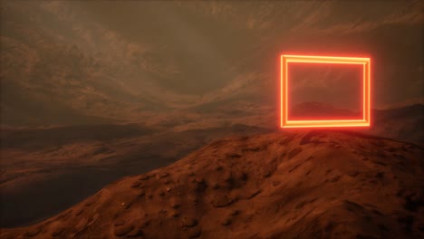Portal-De-Neón-En-La-Superficie-Del-Planeta-Marte-Con-Polvo-Que-Sopla